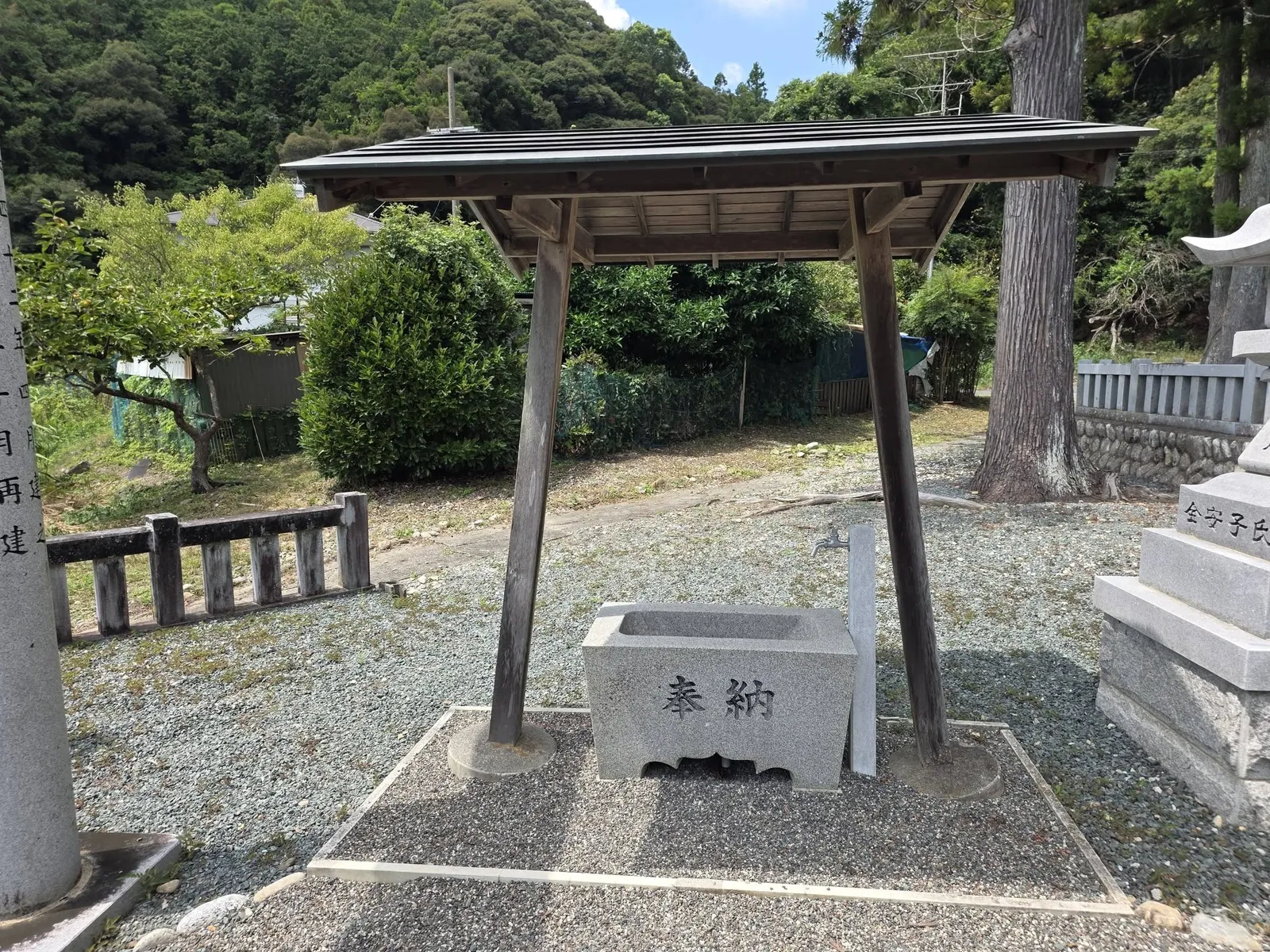 手水舎と「奉納」の手水鉢。