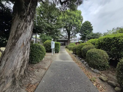 石造鳥居から社殿へ続く参道。